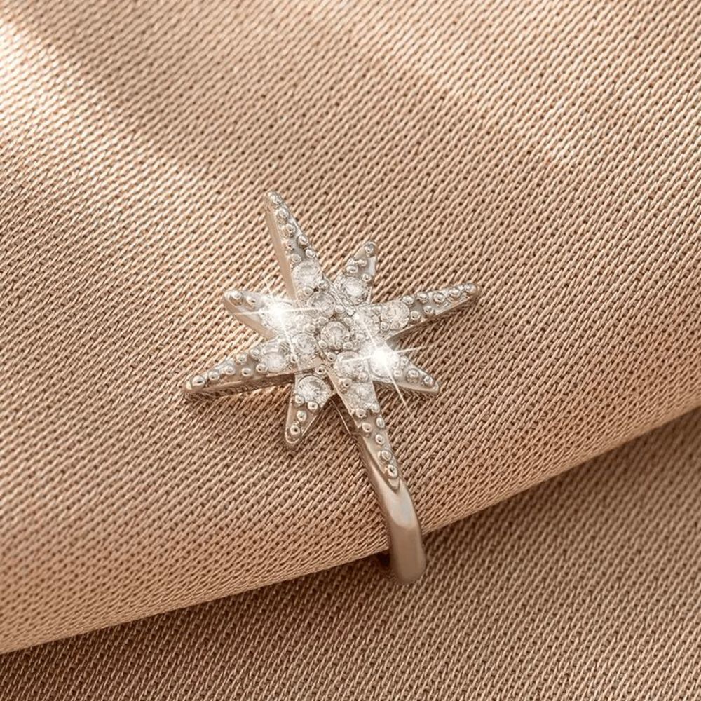WHITE GOLD DIAMOND STAR NOSE CUFF/RING - Picture 2 of 4